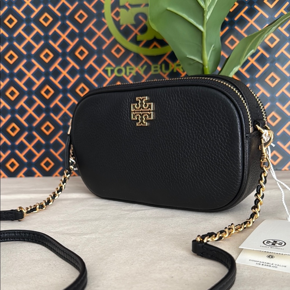 Tory Burch Black Crossbody Bag with Gold Accents